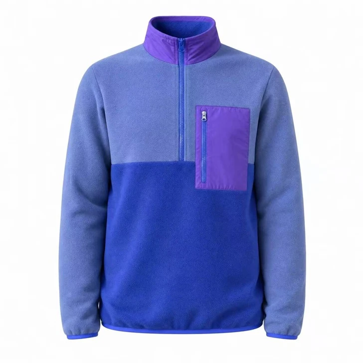 Áo chui đầu lông cừu cực nhỏ tái chế màu Block 1/4 Zip